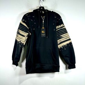 Tailored Recreation Fleece 1/2 Zip Splatter Hoodie, Men's Size S - Black